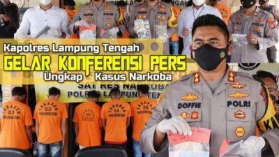 Jajaran Polres Lampung Tengah Ungkap Sindikat Pengedar Narkoba