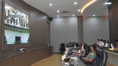 Sambut Idul Fitri 2022, Danrem 043/Gatam Ikuti Rapat Vicon Koordinasi Lintas Sektoral