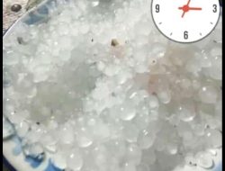 Disertai Angin Kencang, Pekon Sukamulya Diguyur Hujan Es