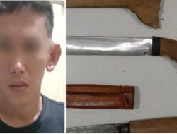 Seorang Pemuda Bawa 2 Jenis Sajam Diamankan Polres Lampung Timur