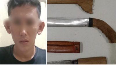 Seorang Pemuda Bawa 2 Jenis Sajam Diamankan Polres Lampung Timur