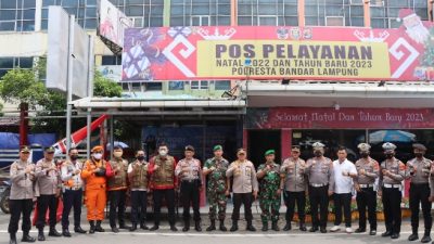 Kapolresta Bandar Lampung Cek Pos Pengamanan Ops Lilin Krakatau 2022