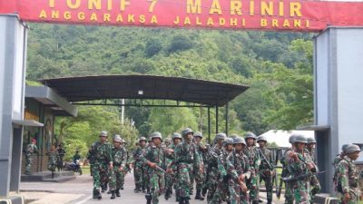 Tingkatkan Ketahanan Fisik, Prajurit Batalyon Infanteri 7 Marinir Laksanakan Hanmars