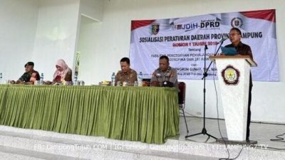Ketua DPRD Lampung Gelar Kegiatan Sosperda No. 1 Tahun 2018 Tentang Pencegahan Penyalahgunaan Narkotika