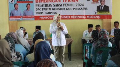 Wakil Ketua DPRD Provinsi Lampung Gelar Pembekalan dan Pelatihan Saksi TPS