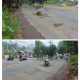 Lubang Besar Di Tengah Jalan Tak Kunjung Di Perbaiki, Warga Durian Payung Tutup Pakai Drum