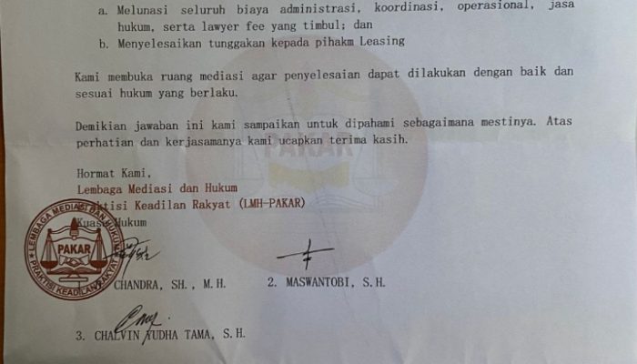 Kuasa Hukum Diduga Tahan Mobil Klien, Klien: Tidak Ada Kesepakatan Jasa Hukum
