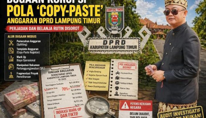 Dugaan Korupsi Pola ‘Copy-Paste’ Anggaran DPRD Lampung Timur: Perjadin dan Belanja Rutin Disorot