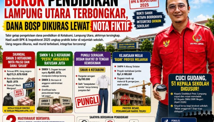 Borok Pendidikan Lampung Utara Terbongkar, Dana BOSP Dikuras lewat Nota Fiktif