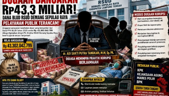 Dugaan Bancakan Dana BLUD Miliaran di RSUD Demang Sepulau Raya Lamteng, Pelayanan Publik Terancam