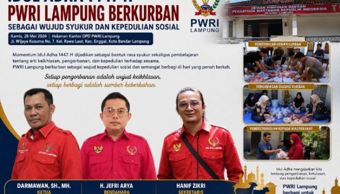 Idul Adha 1447 H, PWRI Lampung Berkurban sebagai Wujud Syukur dan Kepedulian Sosial
