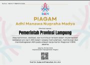 Pemprov Lampung Raih Penghargaan Adhi Manawa Nugraha Madya dari BKN