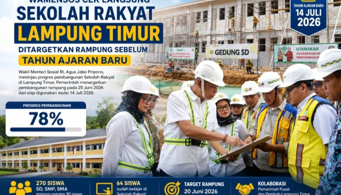 Dikebut Jelang Tahun Ajaran Baru, Wamensos Pantau Sekolah Rakyat Lampung Timur