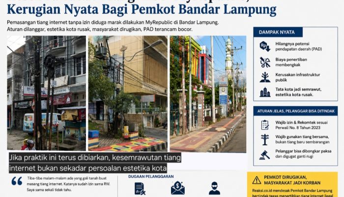 Kesemrawutan Tiang ‘Liar’ MyRepublic, Bom Waktu Kerugian bagi Pemkot Bandar Lampung