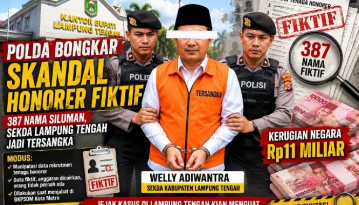 Polda Bongkar Skandal Honorer Fiktif: 387 Nama Siluman, Sekda Lampung Tengah Jadi Tersangka