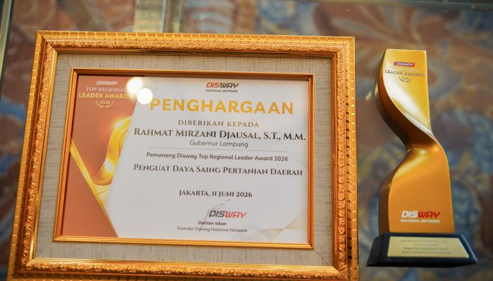 Lampung Torehkan Prestasi Nasional, Gubernur Mirza Raih Penghargaan Pemimpin Daerah Inspiratif Sektor Pertanian