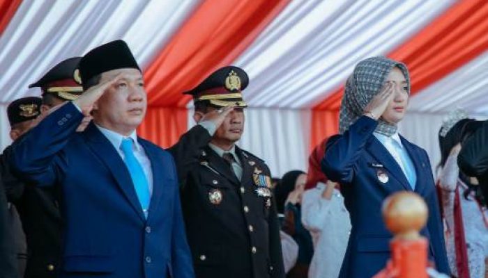 Wagub Jihan Hadiri Upacara Penurunan Bendera HUT ke-81 RI di Lampung