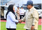 Wali Kota Bandar Lampung Hj. Eva Dwiana Sambut Kedatangan Presiden Republik Indonesia Prabowo Subianto