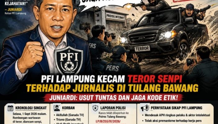 Teror Senpi Timpa Jurnalis di Tulang Bawang, PFI Lampung Desak Polisi Bertindak dan Bongkar