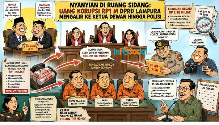 Rp2,98 Miliar Amblas, 27 Nama Muncul: Sidang Korupsi Setwan Lampura Bongkar Aliran Uang ke Dewan, Polisi dan Wartawan