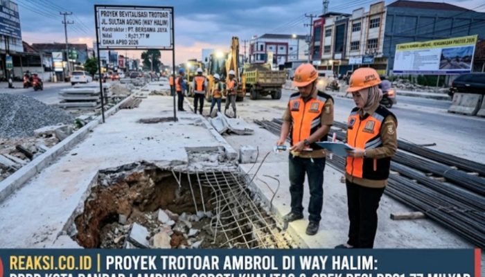 Proyek PU Bandar Lampung Disorot Beruntun: Trotoar Rp21,77 M Ambrol, Dugaan Besi Tak Sesuai Spek hingga 25 Paket Bermasalah