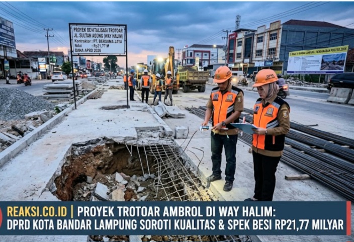 Proyek PU Bandar Lampung Disorot Beruntun: Trotoar Rp21,77 M Ambrol, Dugaan Besi Tak Sesuai Spek hingga 25 Paket Bermasalah
