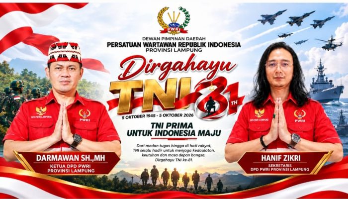 HUT TNI ke-81, PWRI Lampung Tegaskan Komitmen Perkuat Sinergi TNI dan Pers