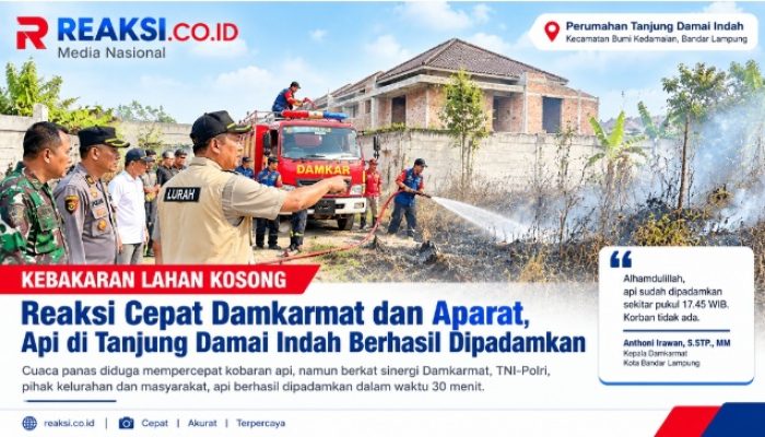 Kebakaran Lahan Kosong, Api Dipadamkan Damkarmat Kota Bandar Lampung dalam 30 Menit