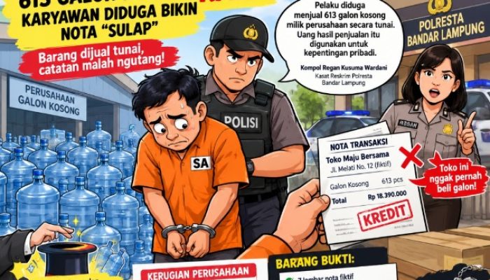 Ratusan Galon Raib, Karyawan Ditangkap Polisi Bandar Lampung Diduga Sulap Penjualan