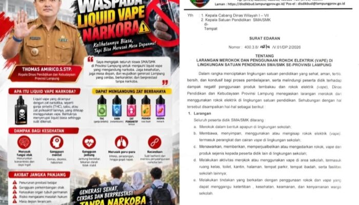 Disdikbud Lampung Larang Siswa Merokok dan Menggunakan Vape, Sekolah Diminta Perketat Pengawasan